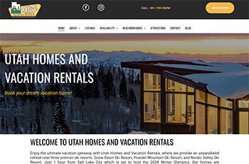 Screenshot of Utah Homes and Vacation Rentals Website