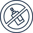 Syringe inside a prohibition circle with a diagonal slash, indicating no injections allowed