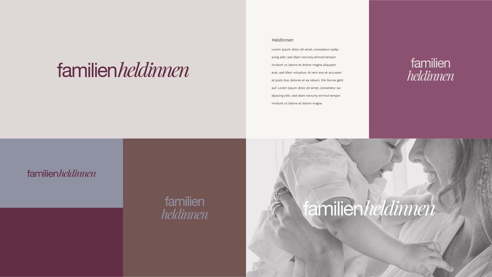 Website-Mockup in Pastellfarben mit floralen Textlogos, kurzem Absatz und Graustufenfoto eines Paares