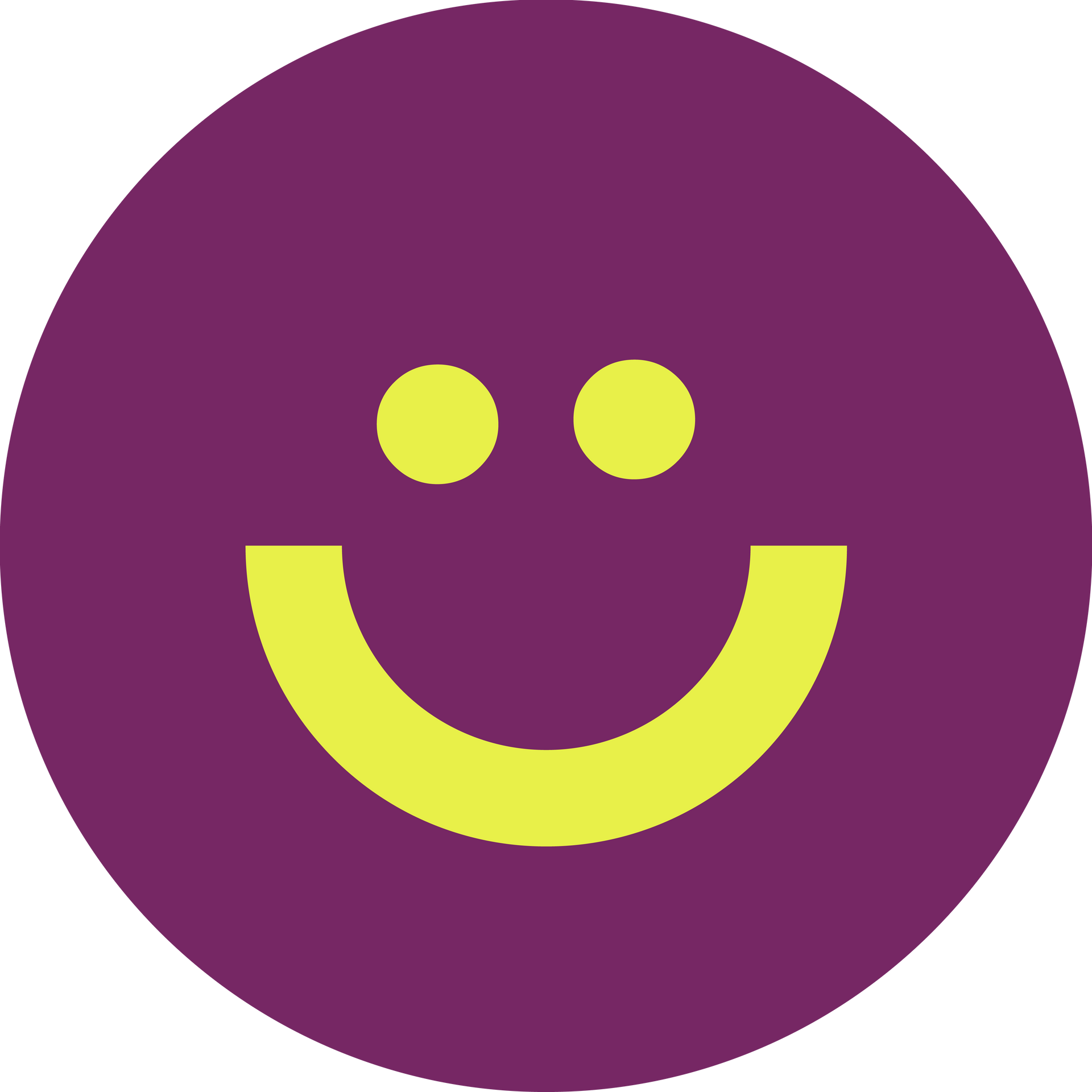 Lila Kreis mit gelbem Smiley-Gesicht.
