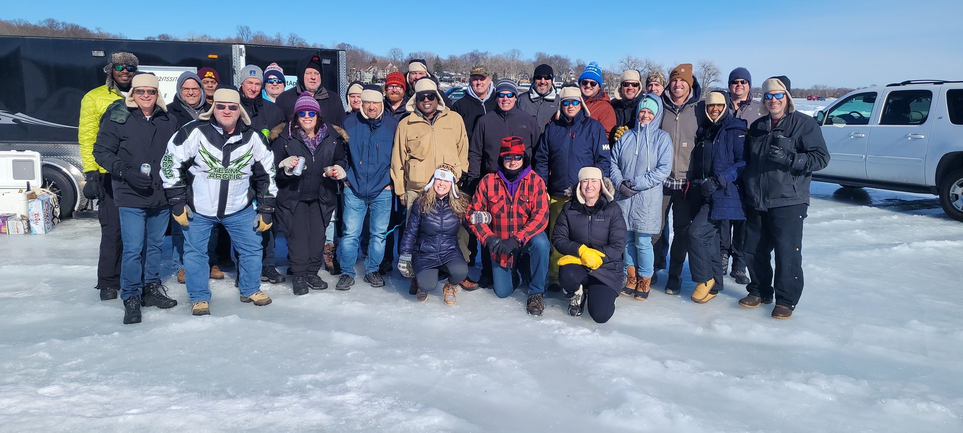 company ice fishing trip Minnesota