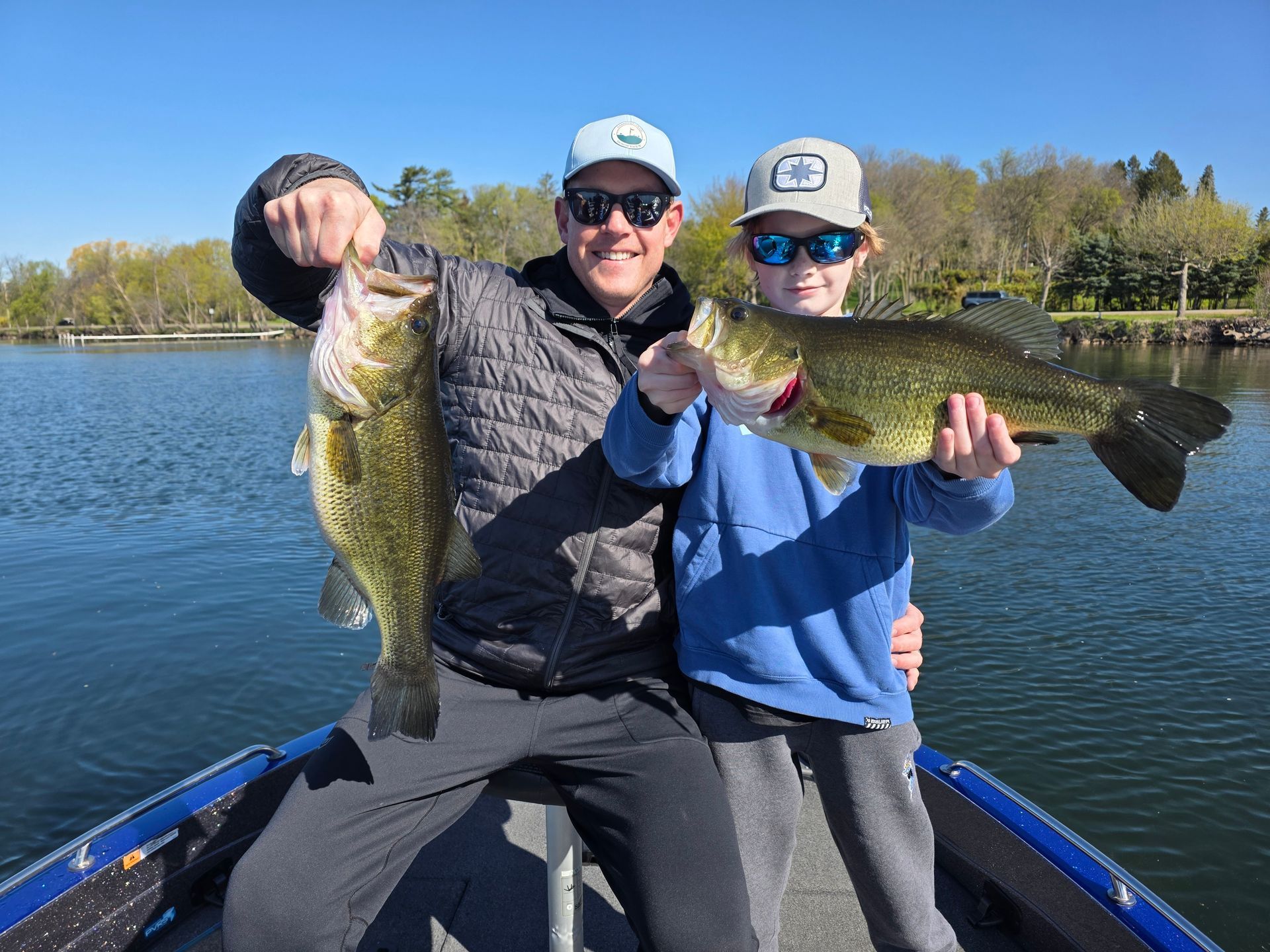 My clients doubled up on two nice largemouth bass this morning on Lake Minnetonka. 