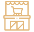 Une icône représentant un magasin avec un panier au-dessus.