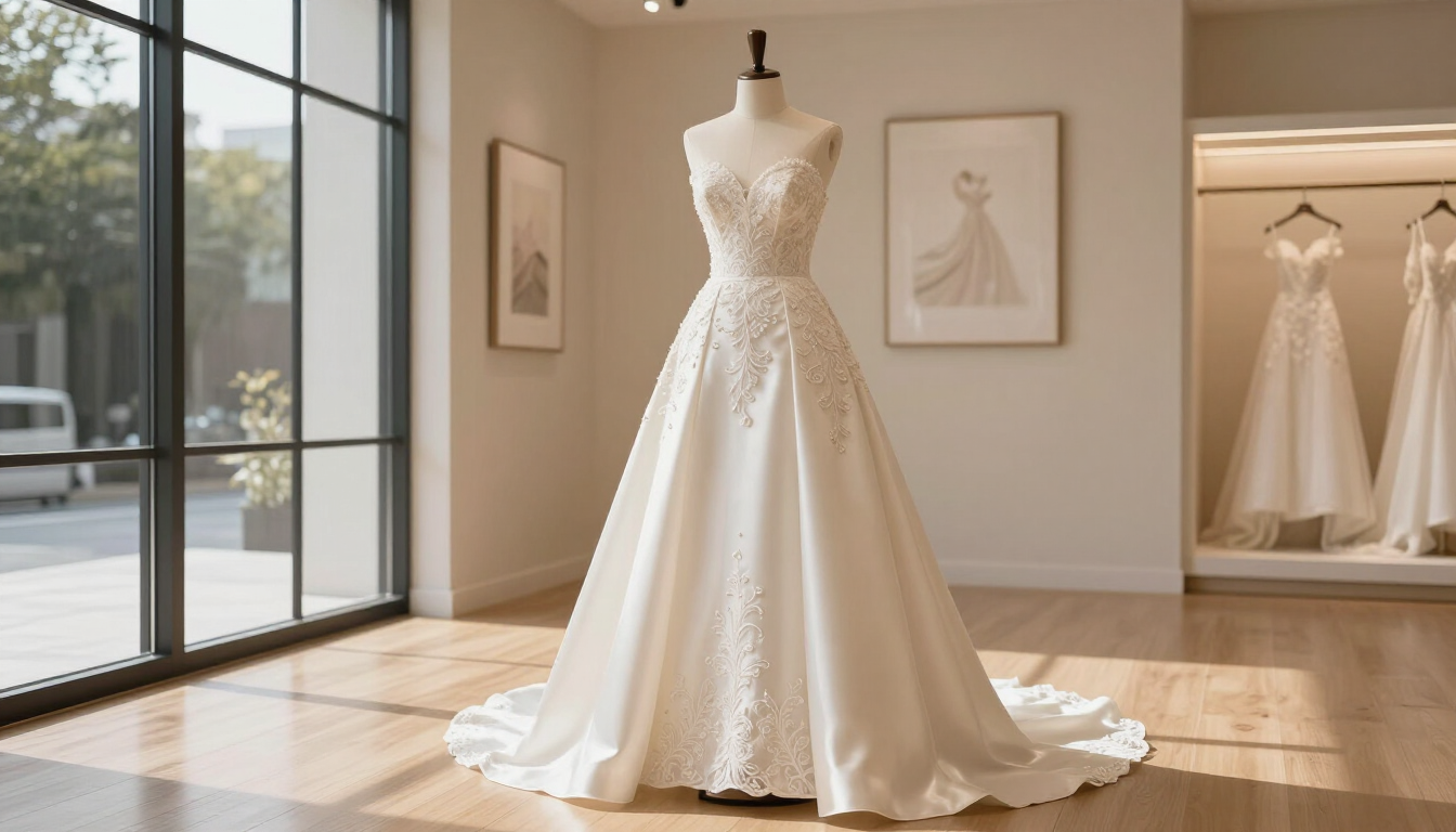 Elegant bridal gown lace detail