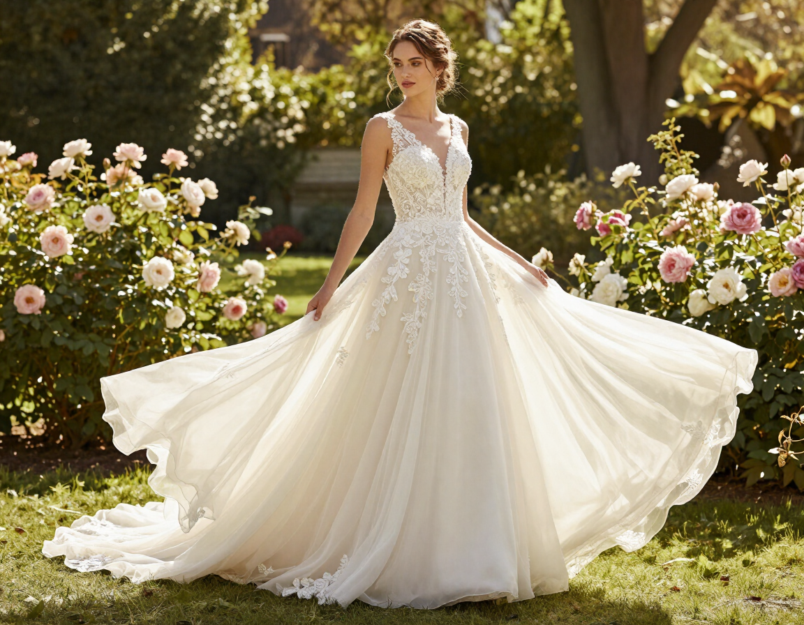 A-line Wedding Gown in Garden