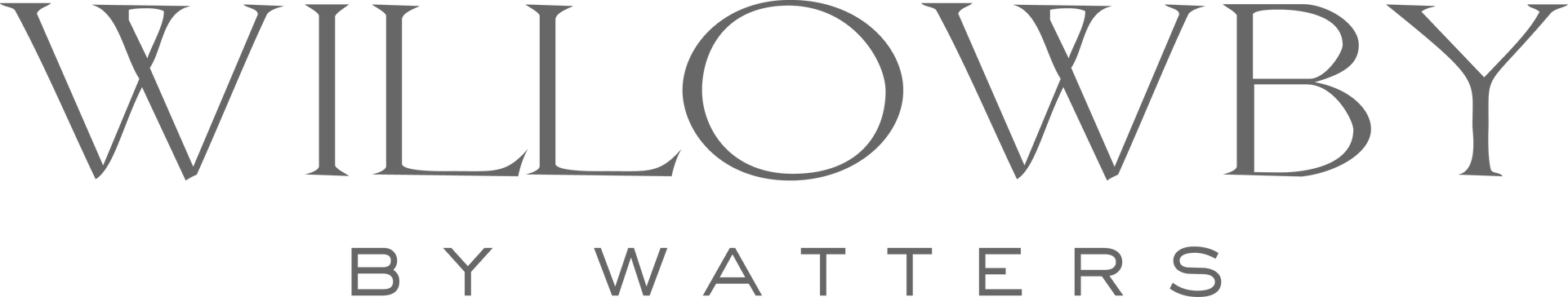 Logo reading “WILLOWBY by WATTERS” in elegant gray serif lettering on white background