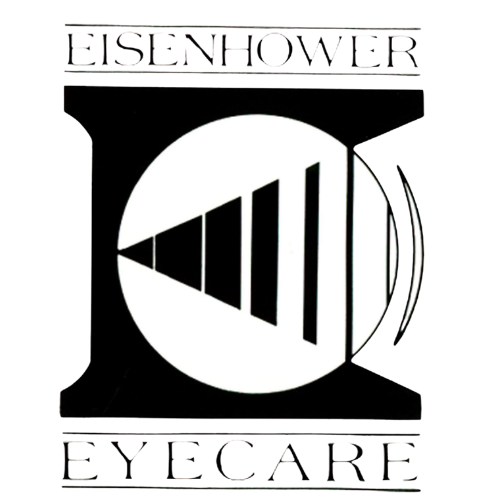 Eisenhower Eyecare logo with stylized eye and black-and-white geometric design