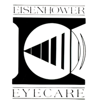 Eisenhower Eyecare logo with stylized eye and black-and-white geometric design