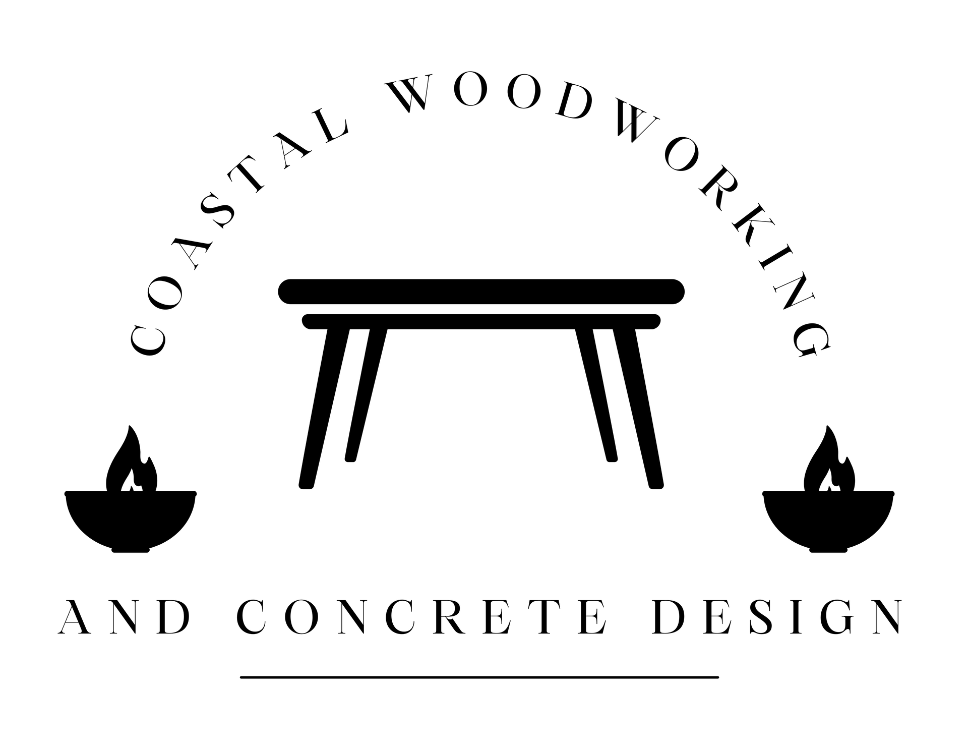 A logo for a company called coastal woodworking and concrete design.