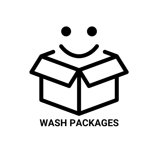 A black and white icon of a box with a smiley face on it.