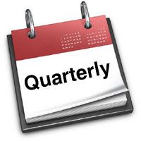 A calendar with the word quarterly written on it.