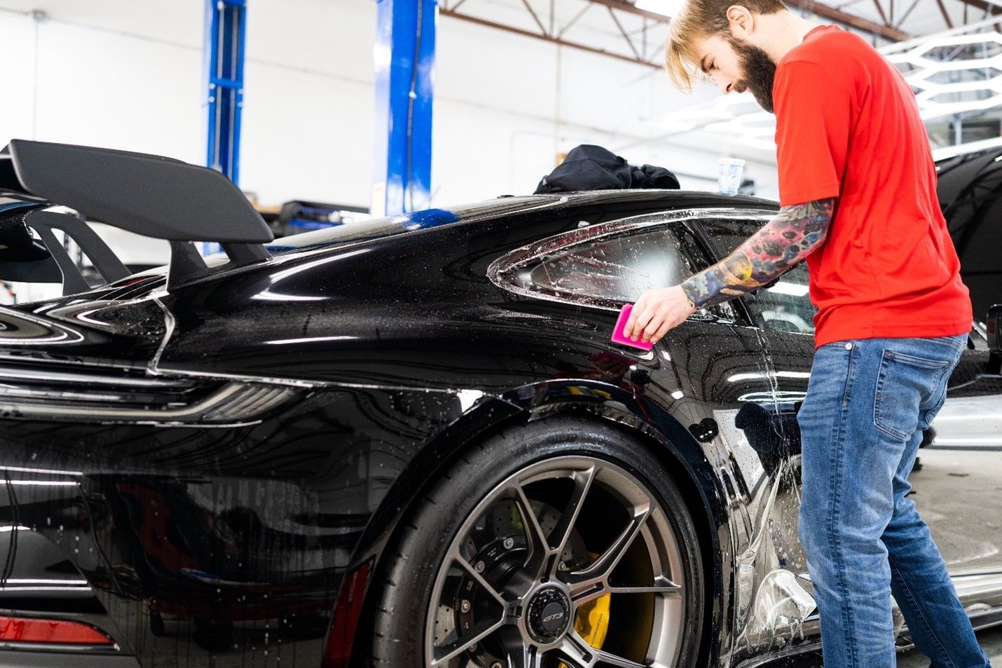 Porsche installation of clear bra