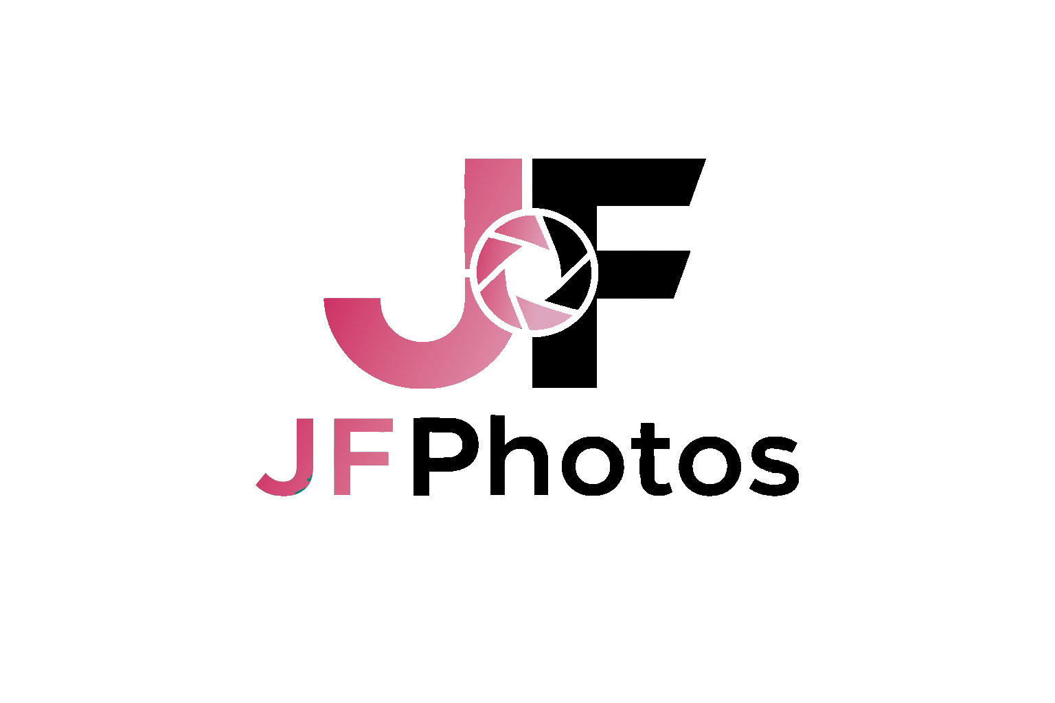 Pink and white stylized logo with the letters &ldquo;JF&rdquo; on a white background