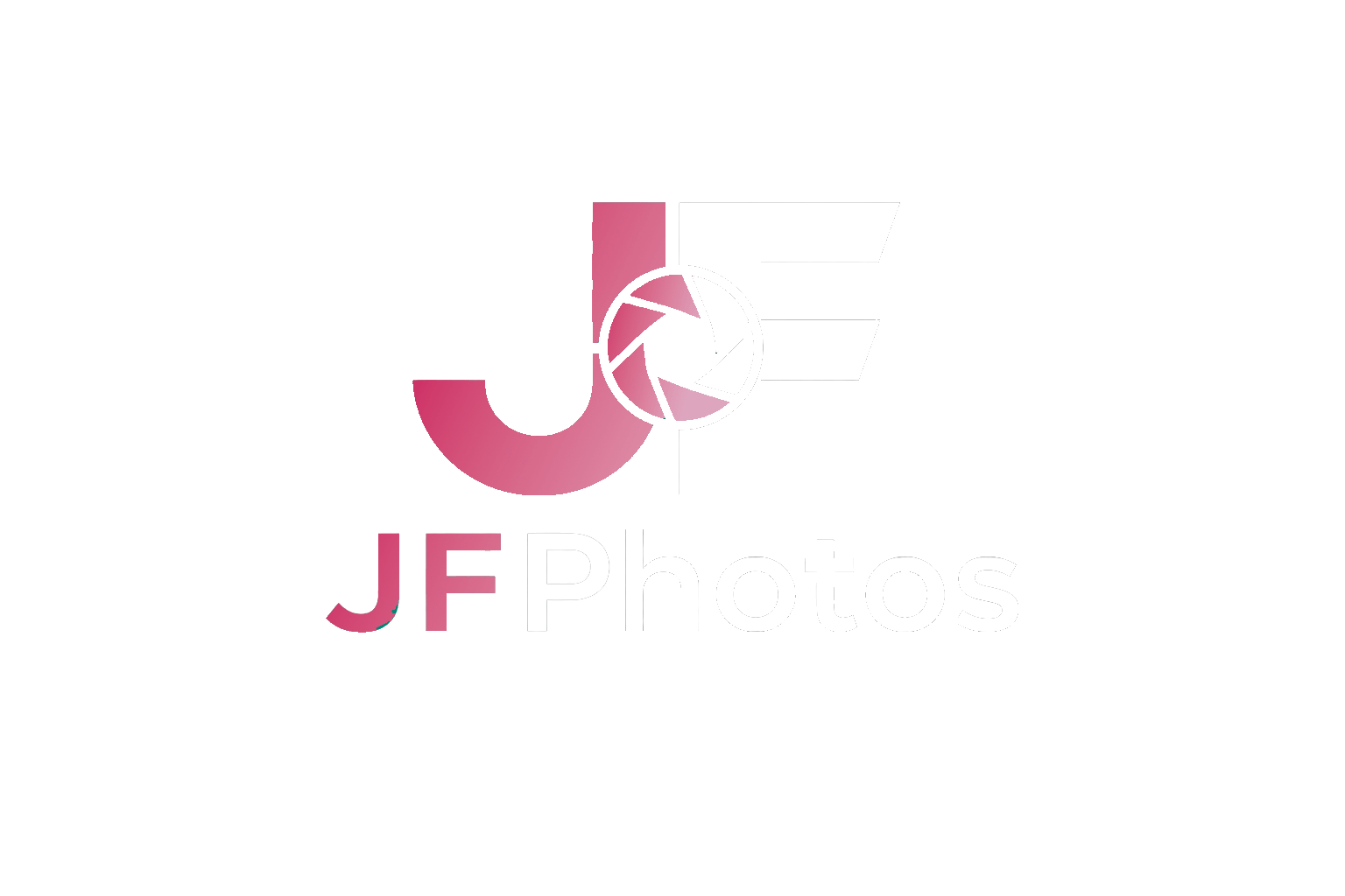 Pink and white logo with stylized J and circular lines on a white background