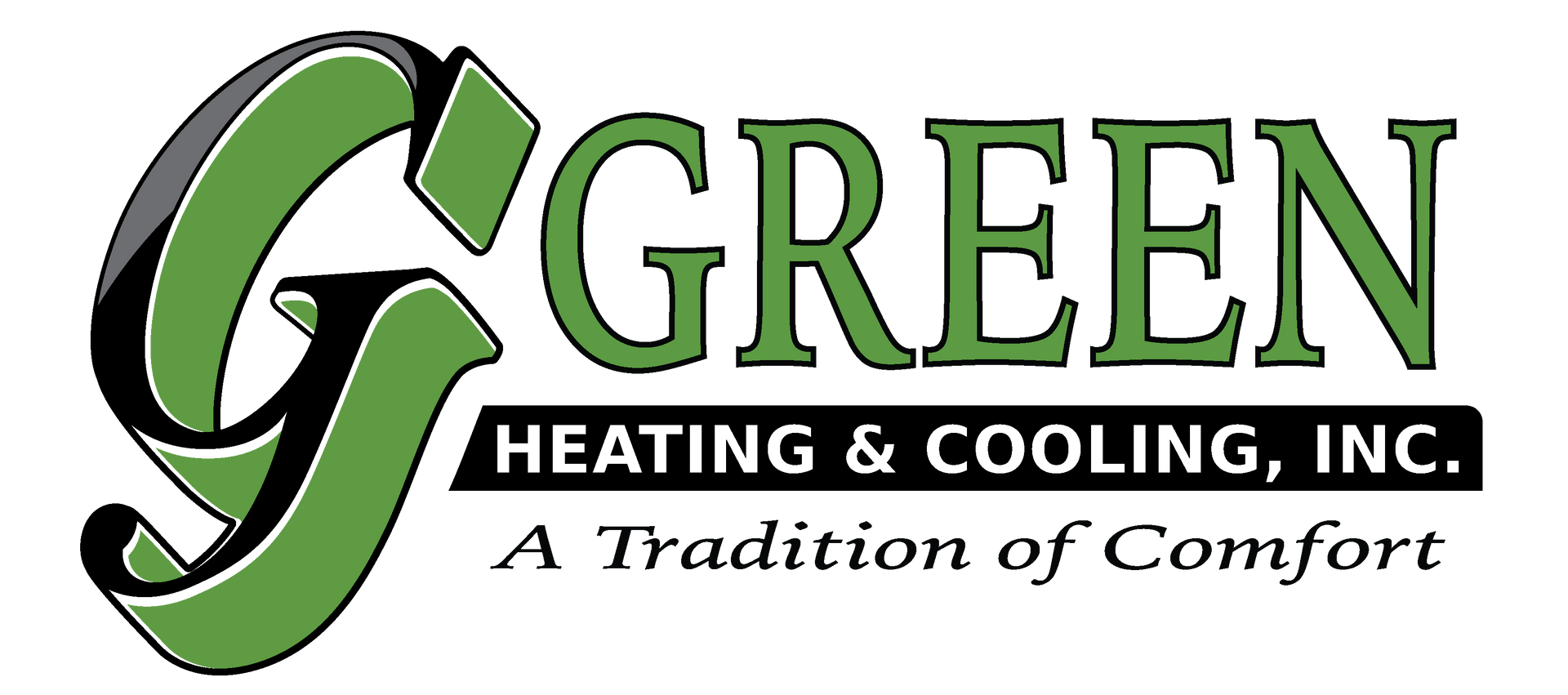 Green Heating & Cooling, Inc. logo with a stylized green 