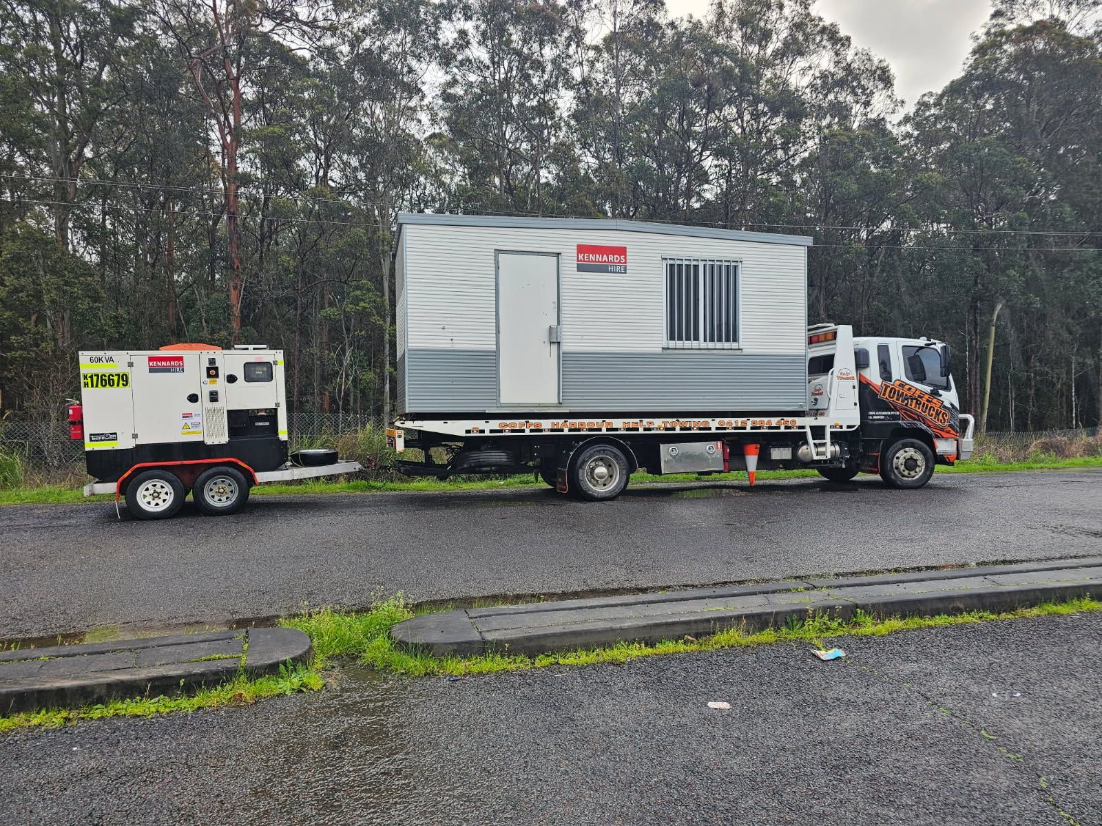 Portable Office Trailer On A Flatbed Truck  — Coffs Tow Trucks In North Boambee Valley, NSW