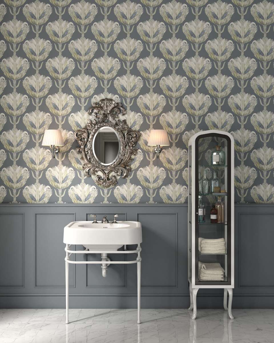 Carta da parati e lavabo
