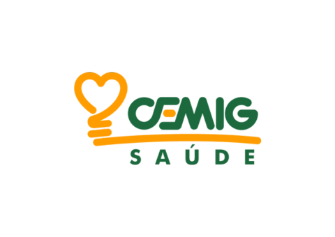 A green and orange logo for cemig saúde