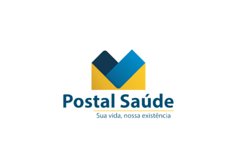 Um logotipo azul e amarelo para a saúde postal