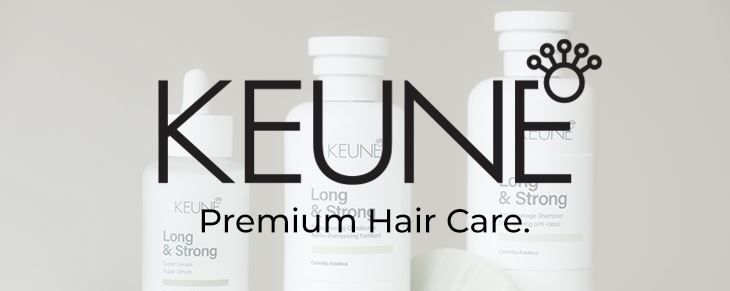 KELUNE logo with crown icon and tagline “THE ART OF HAIR DESIGN” in black on white background
