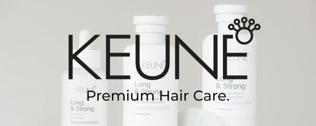 KELUNE logo with crown icon and tagline “THE ART OF HAIR DESIGN” in black on white background