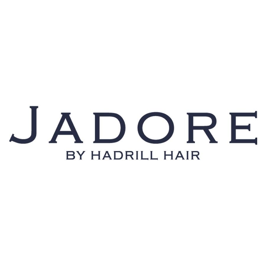 JADORE by Hadrill Hair logo in white on a slate blue background