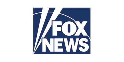 Fox News logo: white text on a navy blue square, with white lines radiating from the top left.