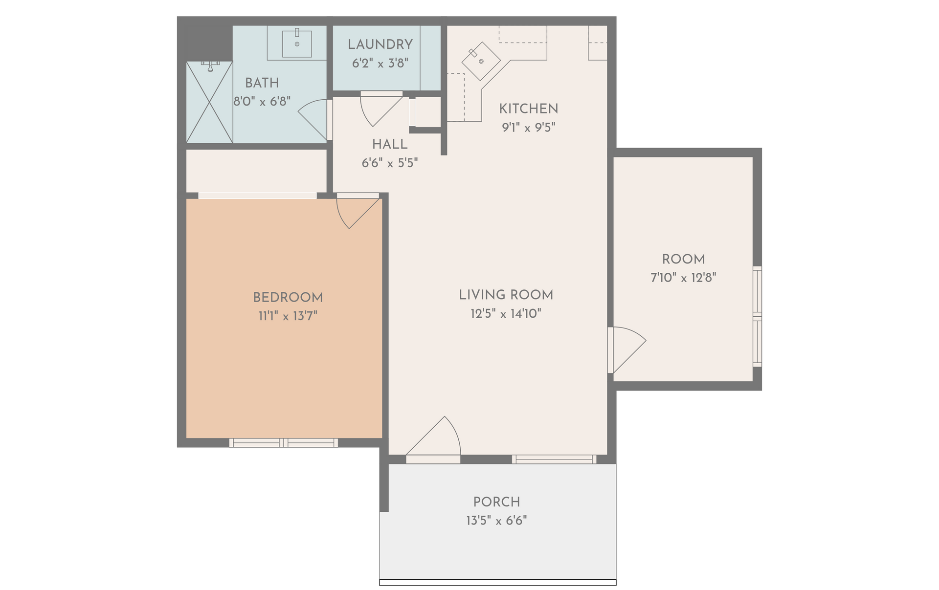 1 bed + den/office