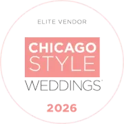 Chicago Style Weddings Elite Vendor badge with pink logo and 2026 text