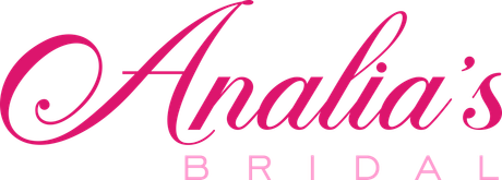 The blissful bridal logo has a blue flower on it.