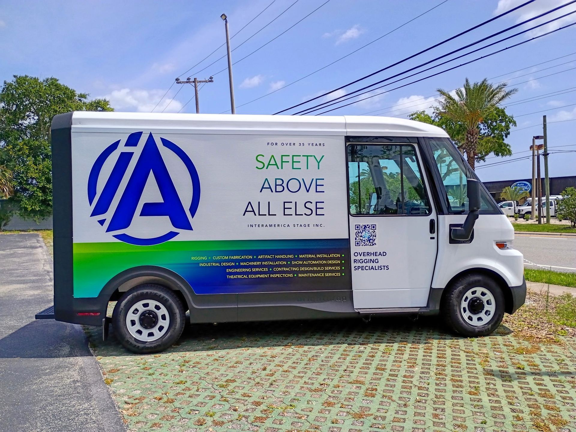 White van with IA logo, 