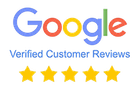 A google verified customer reviews logo with five stars.