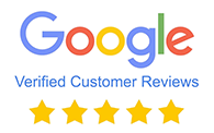 A google verified customer reviews logo with five stars.