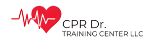 Logo of CPR Dr. Training Center LLC featuring a red heart with a white heartbeat line.