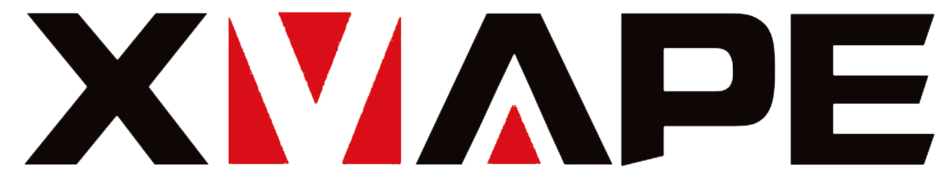 a black and red logo for xvape on a white background