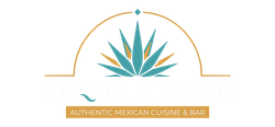Tequila Town logo with teal agave, gold lettering, and “Authentic Mexican Cuisine & Bar,” Est. 2023