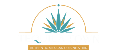 Tequila Town logo with agave graphic, turquoise banner, and “Authentic Mexican Cuisine & Bar,” EST. 2023