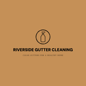 An orange and black Riverside gutter cleaning website logo.