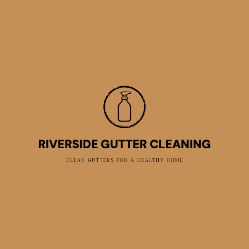 An orange and black Riverside gutter cleaning website logo.