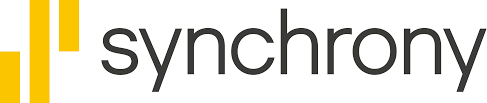 The Synchrony logo with yellow vertical bars to the left of the word