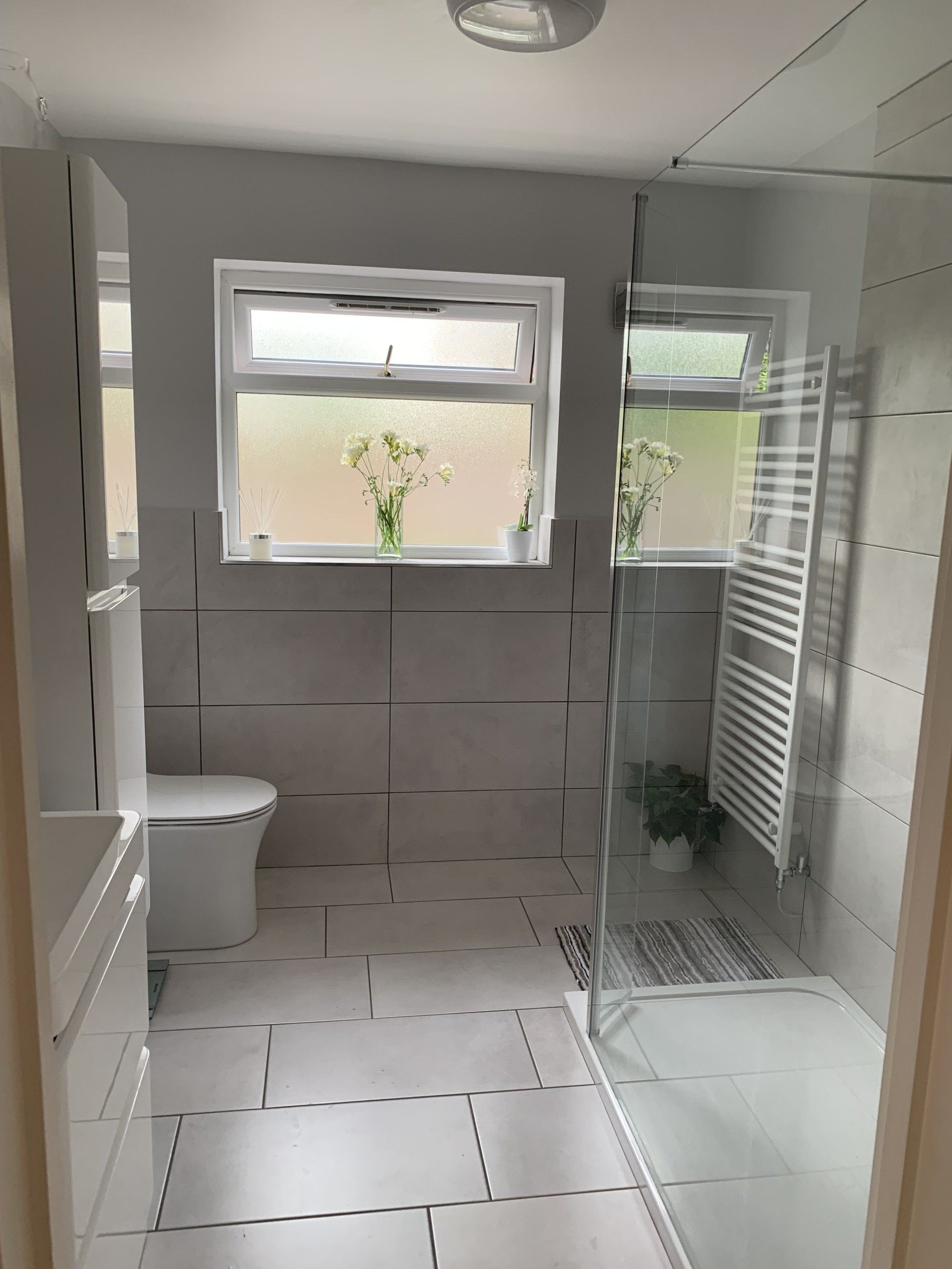 Grey tiled bathroom