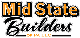 Mid State Builders of PA LLC logo in orange, black, and white typography