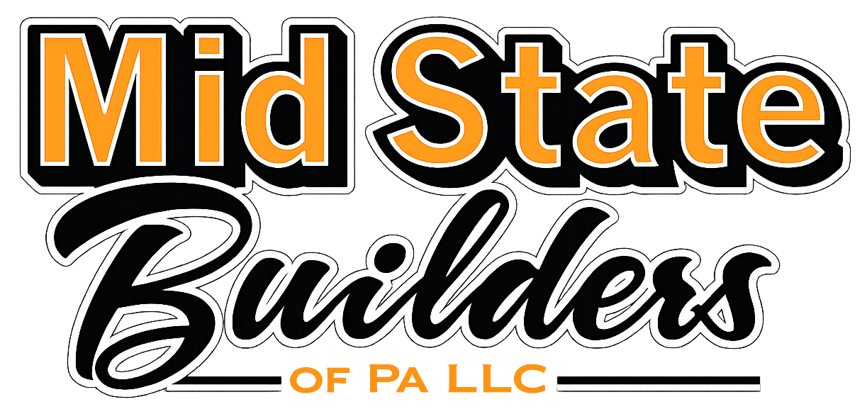 Mid State Builders logo with orange and black text and “of PA LLC” beneath