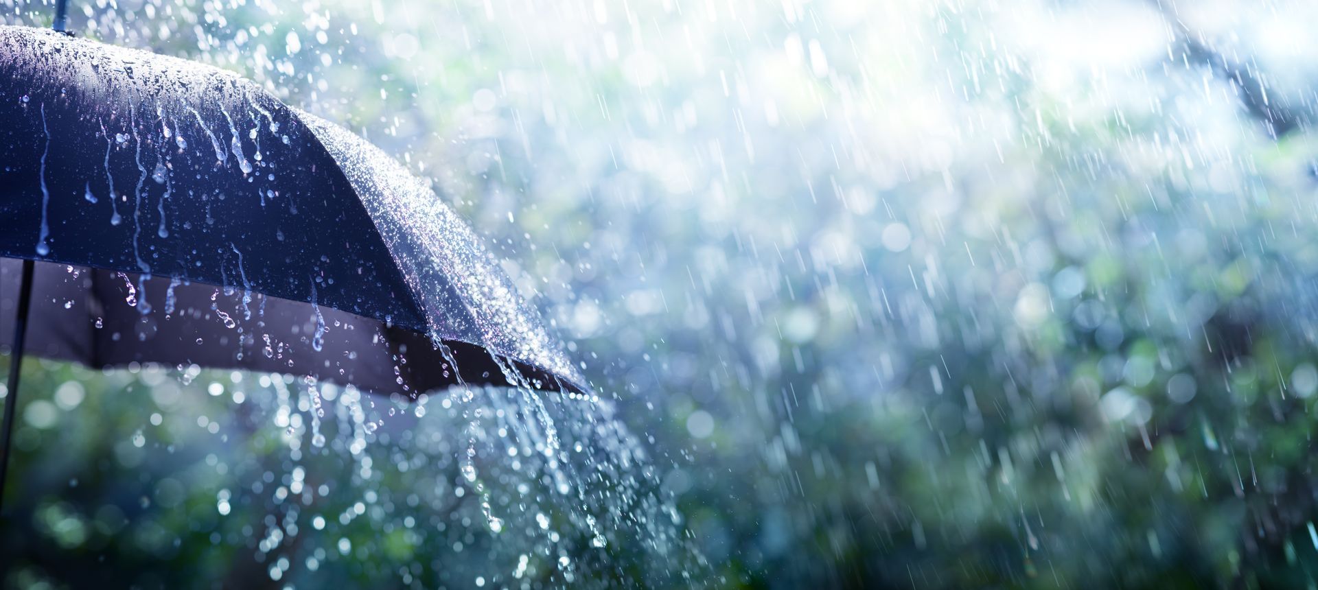 Raining onto an umbrella
