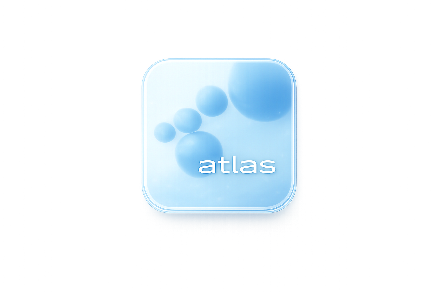 A square light-blue app icon featuring overlapping blue spheres and the word 