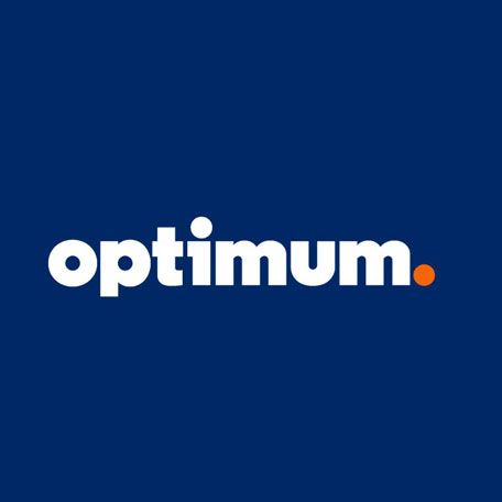 The Optimum brand logo featuring white lowercase text on a dark blue background with an orange dot at the end.