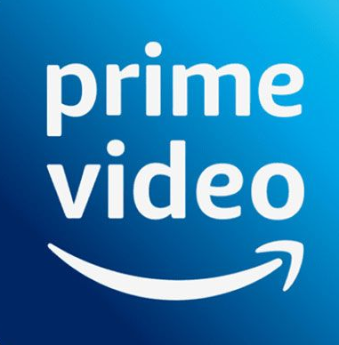 The Amazon Prime Video logo featuring white text on a gradient blue background with a white curved arrow underneath.