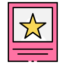 Pink card with a yellow star on white background.