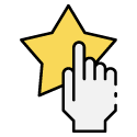 Hand pointing at a yellow star.
