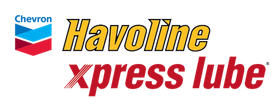 Chevron Havoline Xpress Lube logo. Chevron logo on the left, Havoline in gold, Xpress Lube in red.